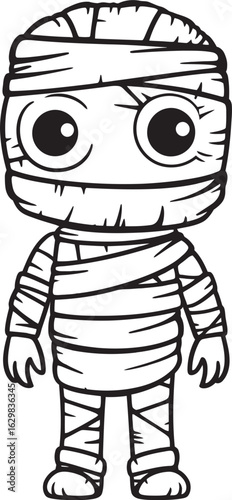 Standing Mummy Wrapped in Cloth Bandages Vector Black Logo Vector Black Icon of Standing Mummy Wrapped in Bandages