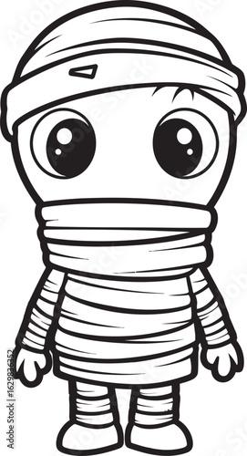 Black Vector Logo of Standing Mummy in Bandage Wrap Standing Mummy Wrapped in Tight Bandages Vector Black Icon