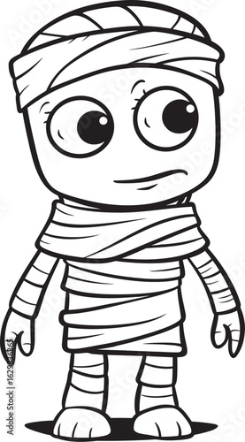 Standing Mummy Wrapped in Layers Vector Black Logo Icon Black Vector Logo of Standing Mummy Wrapped in Bandages