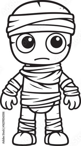 Standing Mummy Wrapped in Bandages Vector Black Icon Design Vector Black Logo Icon of Standing Mummy in Bandage Wrap