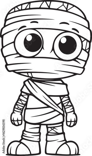 Vector Icon of Standing Mummy Wrapped in Bandages Standing Mummy Covered in Bandages Vector Black Logo Icon
