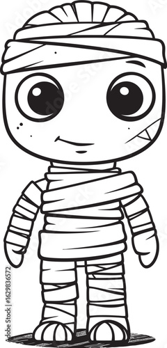 Standing Mummy Wrapped in Bandages Vector Black Icon Black Vector Logo Icon of Standing Mummy Wrapped Tightly