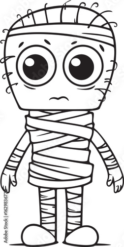 Black Vector Logo of Standing Mummy Fully Wrapped in Bandages Standing Mummy Wrapped in Bandage Strips Vector Black Icon