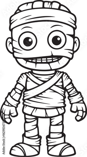 Vector Icon of Standing Mummy with Detailed Bandage Wrap Standing Mummy Wrapped in Bandages Vector Black Logo