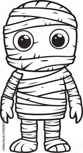 Standing Mummy Wrapped in Bandages Vector Black Logo Black Vector Logo of Standing Mummy Wrapped in Cloth