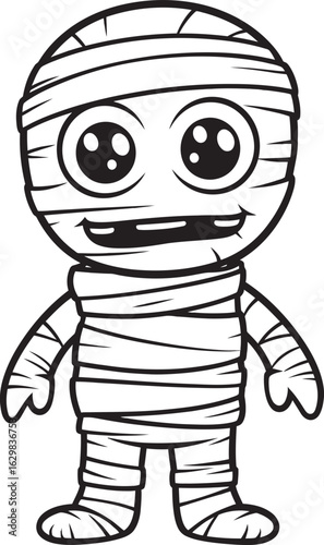 Black Vector Logo of Standing Mummy Wrapped in Cloth Standing Mummy Wrapped in Bandages Vector Black Icon