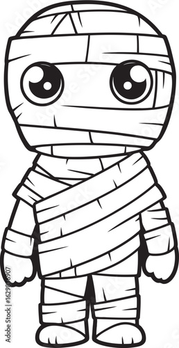 Vector Black Logo of Standing Mummy Fully Wrapped in Bandages Standing Mummy Bandaged Head to Toe Vector Black Icon