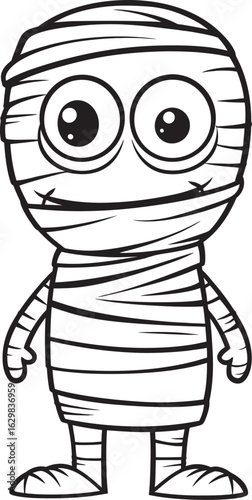 Standing Mummy Bandaged Head to Toe Vector Black Icon Black Outline of Standing Mummy Wrapped in Bandages Logo