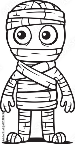Vector Icon of Standing Mummy Wrapped Tightly in Bandages Standing Mummy Wrapped in Layers of Bandages Vector Logo
