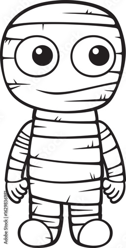 Black Vector Logo of Standing Mummy Covered in Cloth Wrap Standing Mummy Wrapped in Strips Vector Black Design Icon