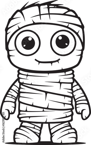Standing Mummy Covered in Bandages Vector Black Icon Design Vector Logo of Standing Mummy with Detailed Bandage Wrap