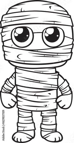 Standing Mummy Wrapped in Cloth Strips Vector Black Logo Black Vector Icon of Standing Mummy Wrapped Head to Toe