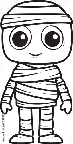 Black Vector Icon of Standing Mummy Wrapped Head to Toe Standing Mummy Wrapped in Tight Bandages Vector Black Logo