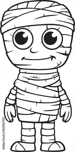 Vector Black Icon of Standing Mummy Covered in Bandages Standing Mummy Fully Wrapped in Bandages Vector Black Logo