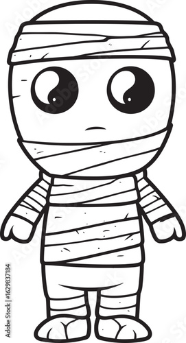 Vector Logo of Standing Mummy Wrapped from Head to Toe Standing Mummy Wrapped in Cloth Bandages Vector Black Icon