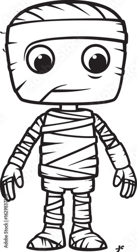 Standing Mummy Fully Wrapped in Bandages Vector Black Logo Black Vector Logo Icon of Standing Mummy with Bandage Wrap