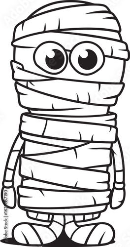 Black Vector Logo Icon of Standing Mummy with Bandage Wrap Standing Mummy Wrapped in Bandages Vector Black Silhouette