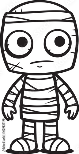 Standing Mummy Covered in Bandages Vector Black Logo Icon Vector Black Icon of Standing Mummy Wrapped in Cloth Strips