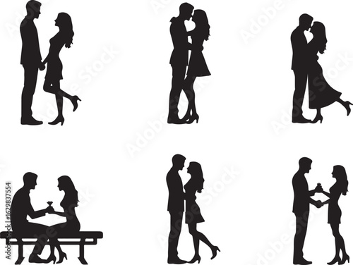 Romantic couple silhouettes showing love and connection