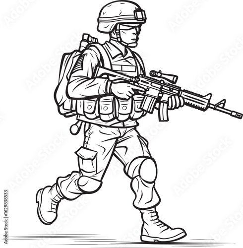Soldier Carrying Rifle Vector Black Logo Woman Face Floral Design Vector Black Logo Icon