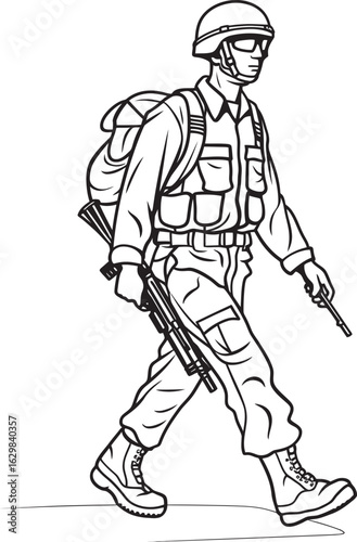 Wallpaper Mural Armed Soldier Marching Vector Black Logo Icon Soldier Walking with Firearm Vector Black Logo Torontodigital.ca