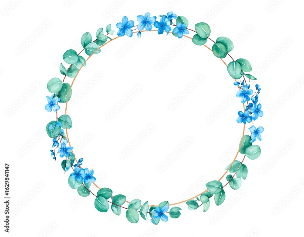 Fototapeta premium Circular floral wreath frame
