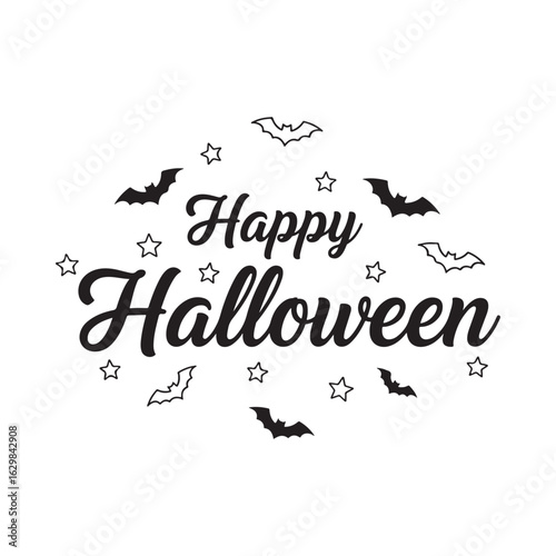 Happy Halloween Celebrations with Bats and Stars Decorations for Festivities