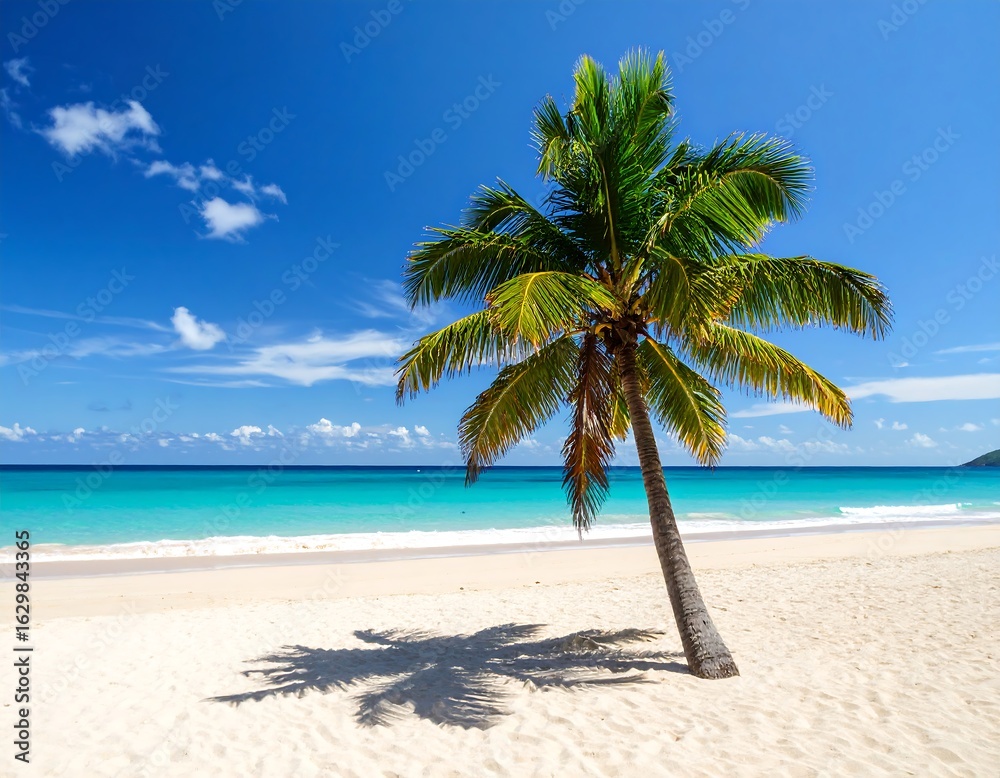 Fototapeta premium Tropical beach with palm tree (2)