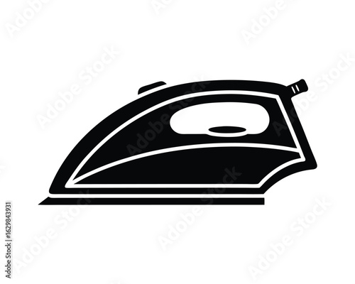 black silhouette of a clothes iron vector.