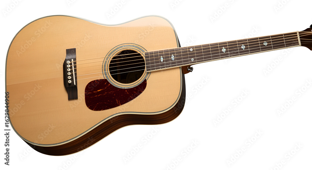 Obraz premium Acoustic guitar for sale vintage handcrafted instrument musical equipment stringed instrument wood finish