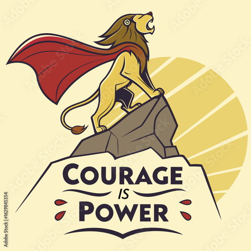 A majestic and powerful lion mascot standing tall depicted as a strong regal character with a commanding presence perfect for sports teams or branding