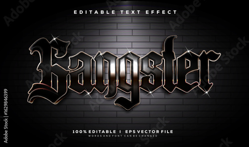 gangster 3d vector text effect with modern style design