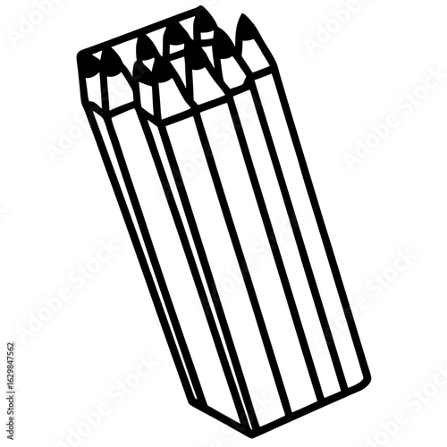 Black outline drawing of a pack of graphite pencils on a white background vector