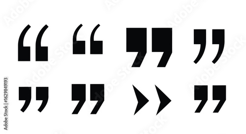 Vector illustration of illustration of various quotation mark symbols isolated on white background