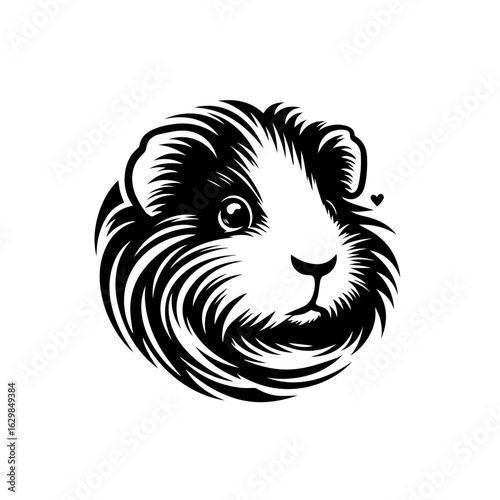 Guinea pig head illustration, isolated on white background