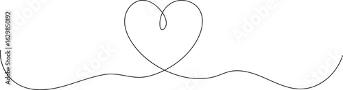 Vector art of simple continuous line drawing of a heart isolated on white background