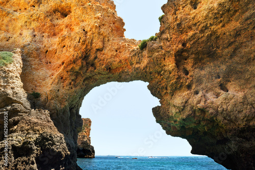 Ponta da piedade boat tour and nearby coast in Algarve , Portugal , Europa