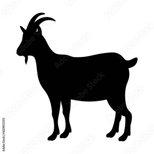 Fotografie Goat silhouette vector illustration for farm animals design and livestock graphi
