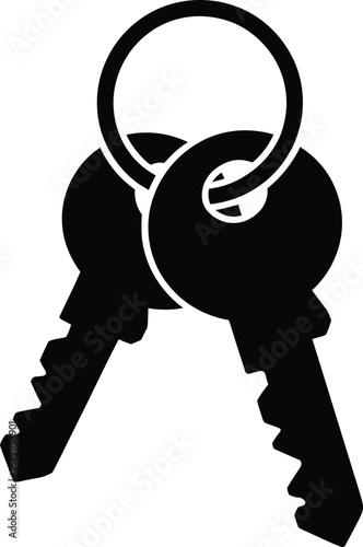 Simple silhouette of two keys on a keyring