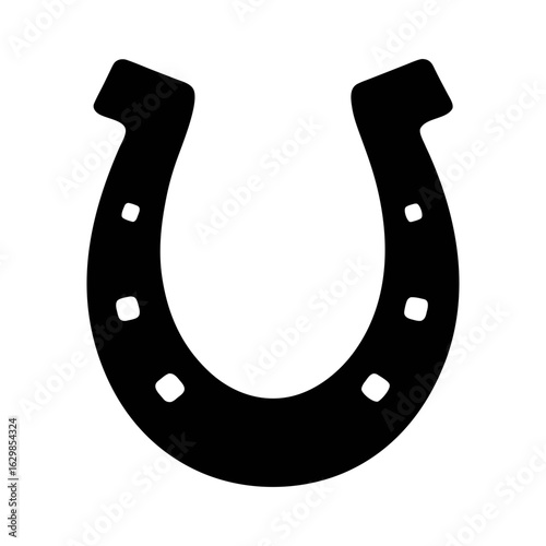 Find lucky horseshoe vector graphic for good fortune and equestrian designs black and white image