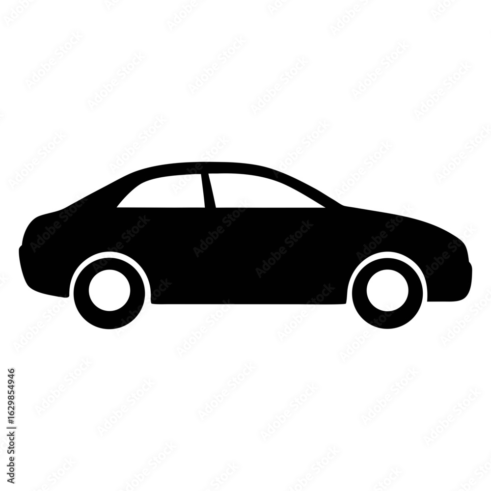 Fototapeta premium Black car silhouette vector illustration for transportation design and automobile industry projects