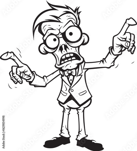 Standing Horror Undead Pointing Black Vector Design Zombie Pointing Towards You Vector Black Logo Icon