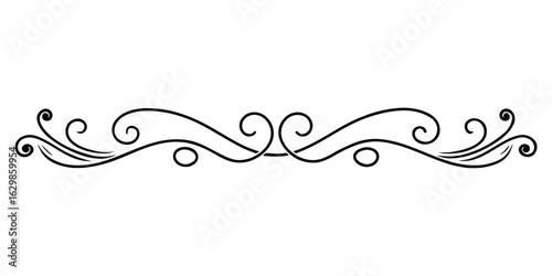 Vector Elegant black ornate flourish design adds sophisticated decorative flair to any project.