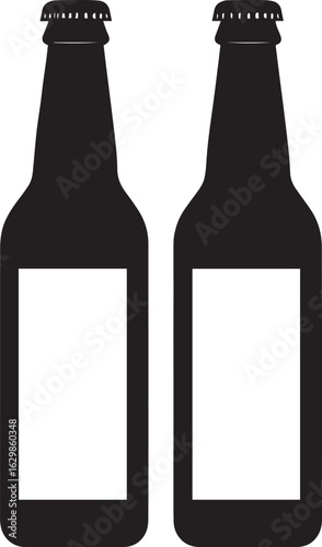 multiple beer bottles silhouette vector, set of various wine bottles on white background