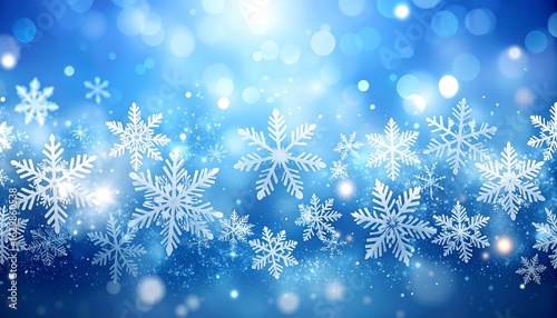 Winter snowflakes on blue background