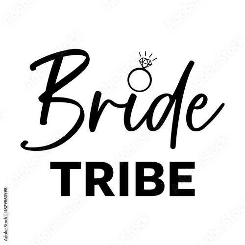 Bride tribe with diamond ring svg cut file. Isolated vector illustration.