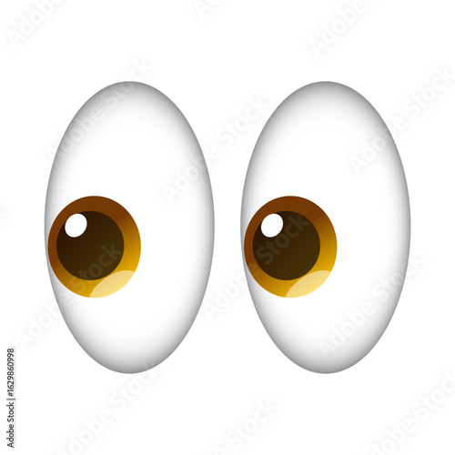 Eye emoji with shine icon, looking sideways isolated vector illustration