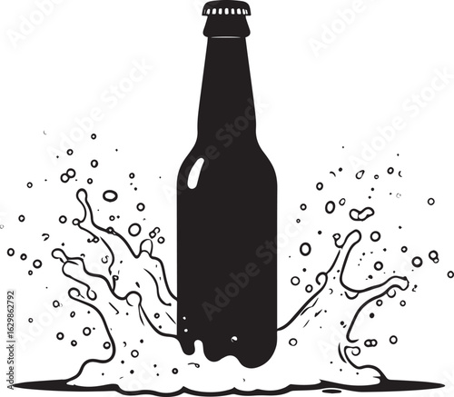 multiple beer bottle silhouette vector, wine bottle on white background