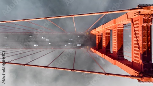 Golden Gate Bridge In San Francisco California United States. Cars Driving Towards Downtown City On The Famous Bridge. Metropolitan Landscape High Rise Building Amazing. Metropolitan Town.