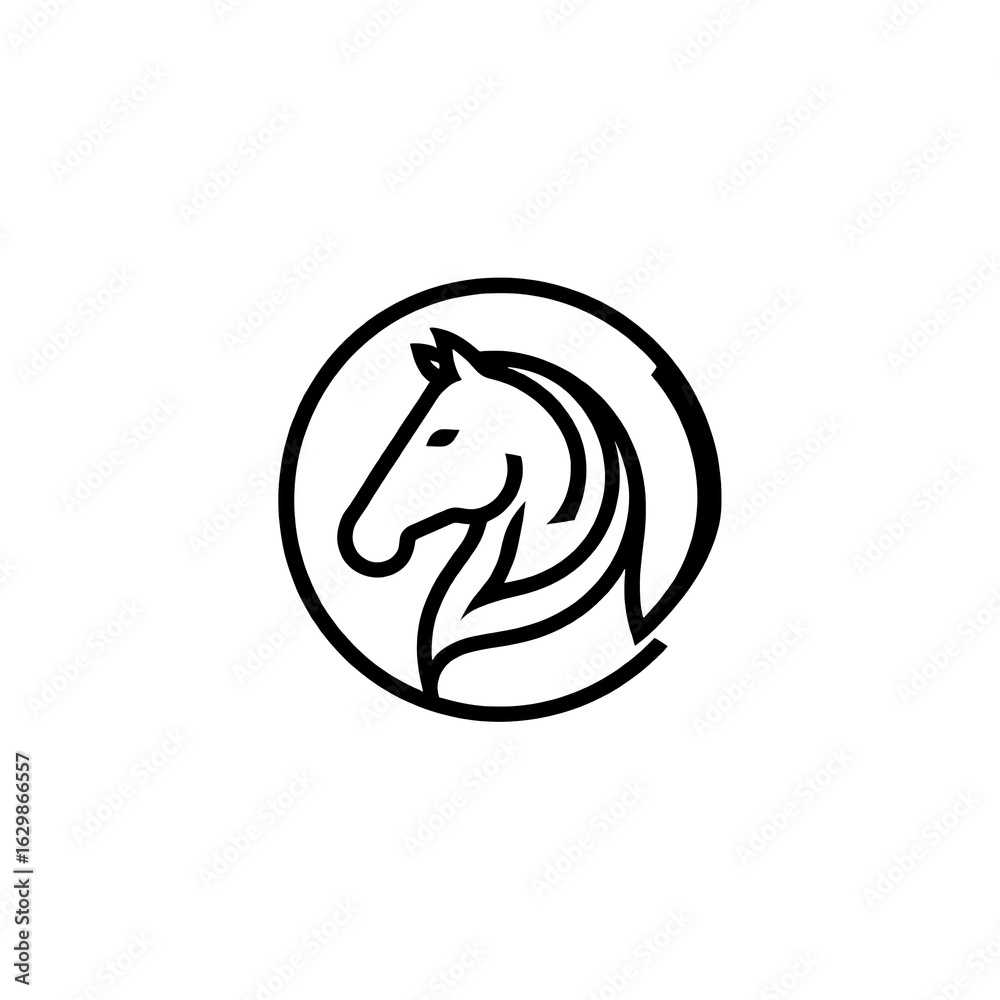 Minimalist Horse Head Emblem in Circle Logo Design for Equine Enthusiasts and Businesses Minimalist Horse Head Emblem in Circle Logo Design for Equine Enthusiasts and Businesses